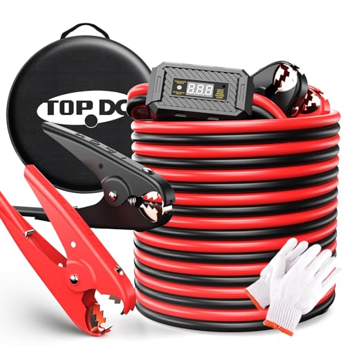 TOPDC 2 Gauge 20 Feet Heavy Duty Jumper Cables, Reverse Polarity Protection | Reverse polarity protection, heavy duty 2 Gauge cables and a carry bag for car, SUV and truck battery use. - size: 2 Gauge, 20FT w/ Protecter