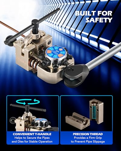 Orion Motor Tech Brake Line Flaring Tool Kit, 45 & 37 Degree Flaring Tool Set, Single Bubble Double Flare Tool Kit for Brake Lines, Professional Brake Flare Tool Kit for 3/16" 1/4" 5/16" 3/8" Tubes - size: Dual-Head 37° & 45°