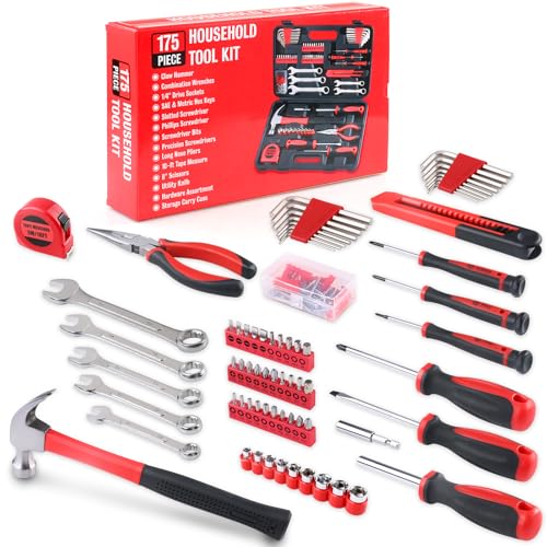 WINNER 175-Piece Multi-Purpose Automotive and Household Tool Kit in Toolbox Storage Case, Perfect for General Home and Auto Repairs, House DIY Project, Garage, Car, Travel Emergency, Father's Day Gift