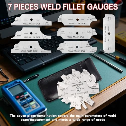 Stainless Steel MG-11 7 Piece Fillet Weld Gauge Inch&Metric Convex Type Welding Inspection Gauge