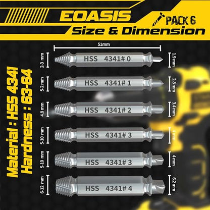 Gifts for Men – Stripped Screw Extractor Set – Father’s Day Gifts from Wife, Daughter, & Son – Easy Out Extractor Set for Nuts, Screws & Bolts – Perfect Husband & Birthday Gifts (Silver (Pack of 6)) - size: Silver (Pack of 6)