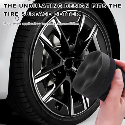 2PCS Large Tire Shine Applicator, Reusable Car Detailing Foam Hex Grip Dressing Pad, Durable Polishing Sponge Tool for Applying Tire Shine,Universal Cleaning Supplies for Wheel Care (Black) - color: Black, Large