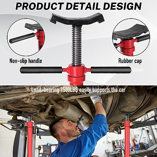 Underhoist Support Stand 1500lbs 0.75 Ton Capacity Pole Jack Heavy Duty Jack Stand Car Support Jack Lifting from 52inch to 75inch Easy Adjustment Round Base Automotive Support