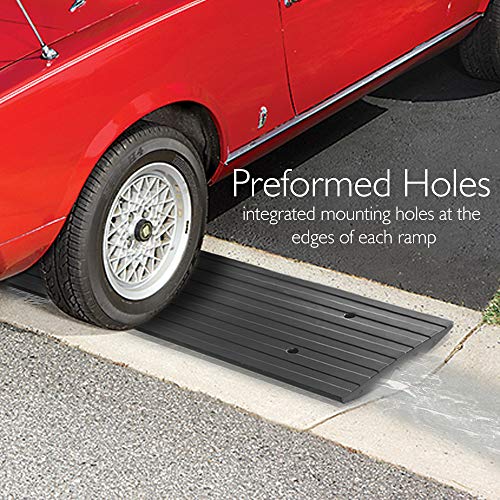 Pyle Car Driveway Curbside Bridge Ramp - Heavy Duty Rubber Threshold Curb Ramp, Used for Loading Dock, Garage, Sidewalk, Truck, Scooter, Bike, Motorcycle, Wheelchair Mobility, Other Vehicle - Pyle - size: Pack 1
