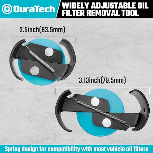 DURATECH Adjustable Oil Filter Wrench, Universal, 3/8" Drive | 2-1/2 to 3-1/8 Inches, Cap Style Filters, Small to Medium-Sized, Oil Filter Removal Tool - size: 2-1/2 to 3-1/8 Inches
