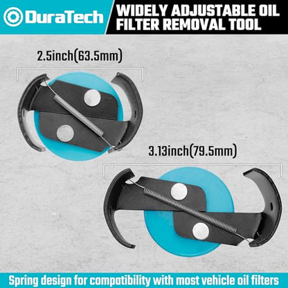 DURATECH Adjustable Oil Filter Wrench, Universal, 3/8" Drive | 2-1/2 to 3-1/8 Inches, Cap Style Filters, Small to Medium-Sized, Oil Filter Removal Tool - size: 2-1/2 to 3-1/8 Inches