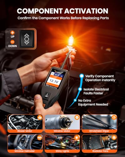 ANCEL PB60 Automotive Power Circuit Probe Tester 12-24V, All-in-One Electrical Diagnostic Tool with Component Activation, Short Finder, Digital Multimeter Ohmmeter Functions for Cars Trucks RVs ﻿ - color: Orange-Black