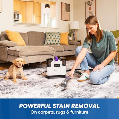 Vacmaster 500 Series Heated Carpet & Upholstery Spot Cleaner Machine | 16Kpa Power Suction with Versatile Tools for Pets, Area Rugs and Couches - SCB1001H 0101 - color: Purple
