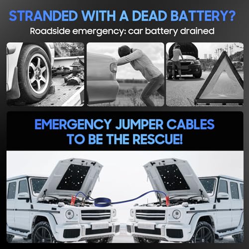Heavy Duty Jumper Cables, 0 Gauge 30 Feet 1000Amp Automotive Booster Cables for 12V & 24V Cars, SUVs and Trucks, Jumper Cables Kit with Carry Bag (0AWG x 30Ft) - size: 0 Gauge 30FT