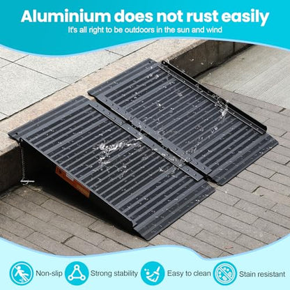 Wheelchair Ramp 3FT, Portable Ramps for Home for Wheelchairs | 800 LBS Capacity, Non-Skid, Aluminum Handicap Ramp for Doorway, Threshold, Entry, Stairs, 36" L x 29.2" W x 2''H, Black - size: 3FT(Applicable height3''-9'')