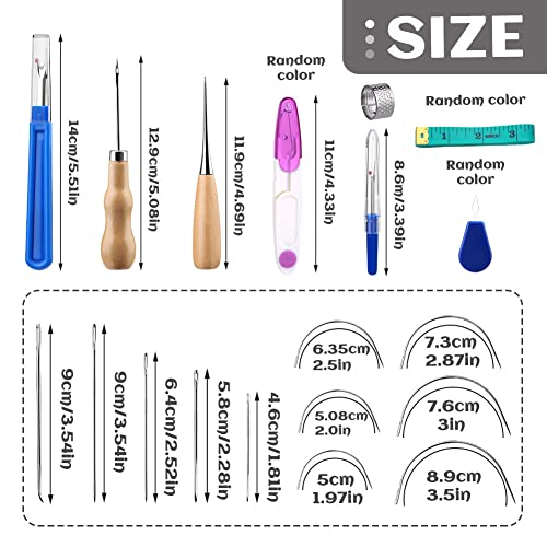 BUTUZE Upholstery Repair Kit, Leather Sewing Kit, Sewing Thread, Waxed Thread, Heavy Duty Hand Sewing Needles, Sewing Awl, Heavy Duty Sewing Kit for Car Carpet Sofa Shoe - size: 37 Pcs