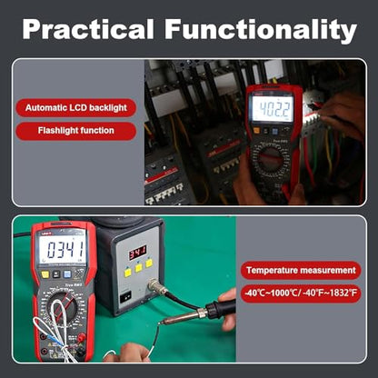 UNI-T UT89X Digital Multimeter Tester, TRMS 6000 Counts AC DC 1000V Multimetro Volt Ohm Meter Automotive Electrical Capacitance Multimeter, Measures Current Temperature NCV Resistance - style: UT89X[Temperature, Live wire test]