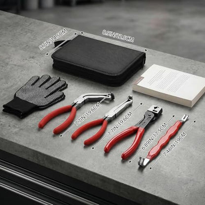 Automotive Electrical Disconnect Pliers Set - Hose Clamp & Connector Removal Tool Kit for Mechanics, Includes Straight & 60 Degree Pliers, Terminal Separator with Storage Bag