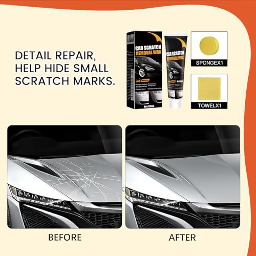 Scratch Removal Wax, 1PC Scratch Remover for Vehicles, Containing Wiping Sponge Car Paint Scratch Repair Polishing Wax