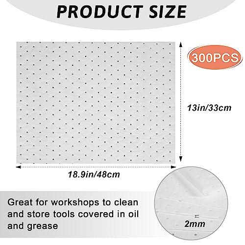 Weewooday 300 Pcs Oil Absorbent Pads Heavy Weight Absorbing Oil Mat for Garage Floor Dimpled Oil Absorbent Pads (White, 13 x 19 Inch)