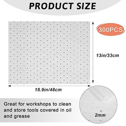 Weewooday 300 Pcs Oil Absorbent Pads Heavy Weight Absorbing Oil Mat for Garage Floor Dimpled Oil Absorbent Pads (White, 13 x 19 Inch)