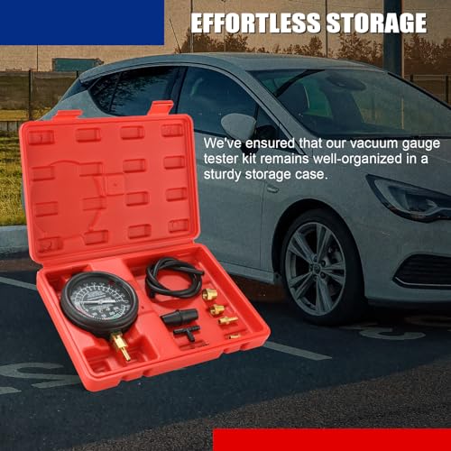 NYXOVA Vacuum and Fuel Pump Tester Gauge Kit, Gauge Leak Carburetor Pressure Diagnostics Tool Kit, Leak Carburetor Pressure Diagnostics (Red) - color: Red