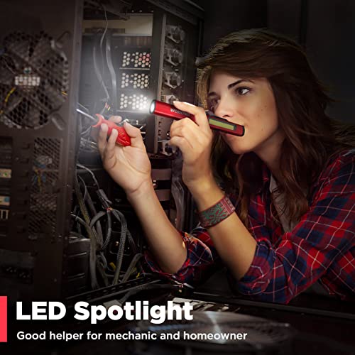 WORKPRO Rechargeable Pen Light, 450 Lumen LED Flashlight with UV Light | Dual Light Sources, Multifunctional Inspection Light, Mechanics Repair Tool, Outdoor Emergency Lighting - color: Red