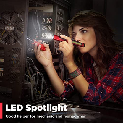 WORKPRO Rechargeable Pen Light, 450 Lumen LED Flashlight with UV Light | Dual Light Sources, Multifunctional Inspection Light, Mechanics Repair Tool, Outdoor Emergency Lighting - color: Red