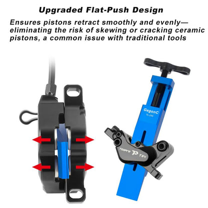 Bicycle Hydraulic Disc Brake Caliper Piston Press Tool, CNC Aluminum Alloy Reset Tool for Shimano, SRAM, Magura, Hope Dual/Quad Piston Brakes, Flat-Push Design for Ceramic Pistons