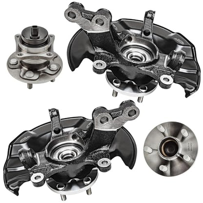 Detroit Axle - 4pc Steering Knuckles Kit for 09-13 Toyota Corolla Matrix, 2 Front Steering Knuckles & Wheel Bearing Hubs 2 Rear Wheel Bearing and Hubs 2009 2010 2011 2012 2013 Replacement - size: 4UW48584/Kit
