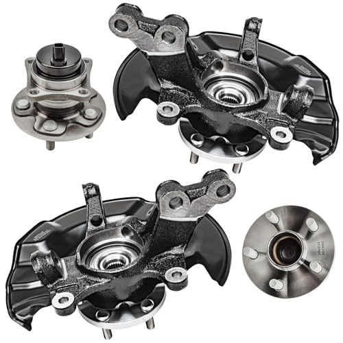 Detroit Axle - 4pc Steering Knuckles Kit for 09-13 Toyota Corolla Matrix, 2 Front Steering Knuckles & Wheel Bearing Hubs 2 Rear Wheel Bearing and Hubs 2009 2010 2011 2012 2013 Replacement - size: 4UW48584/Kit