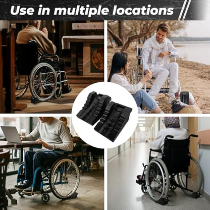 ROBLOCK 2 Pack Rubber Wheelchair Chock Stopper with Handle for Wheelchair Stability Hospital Garden Dinner Room- Black - color: Black