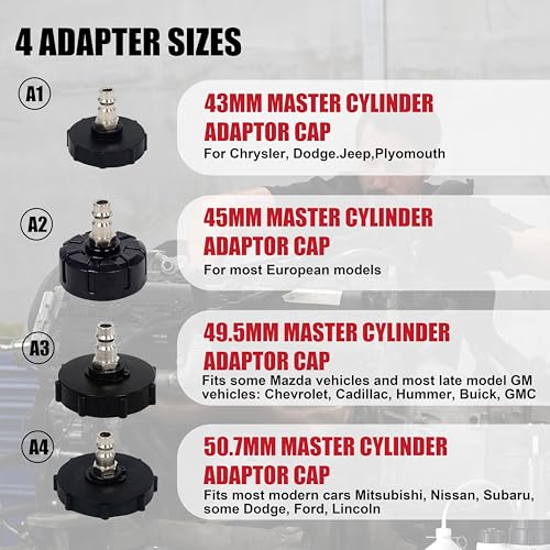 SGT 3L Brake Bleeder Kit，Manual Brake Bleeder Fluid Pump with 1L Brake Fluid Bleed Bottle and 4 Master Cylinder Adapters for Most Vehicles