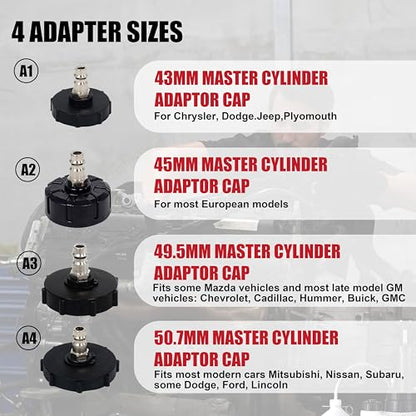 SGT 3L Brake Bleeder Kit，Manual Brake Bleeder Fluid Pump with 1L Brake Fluid Bleed Bottle and 4 Master Cylinder Adapters for Most Vehicles