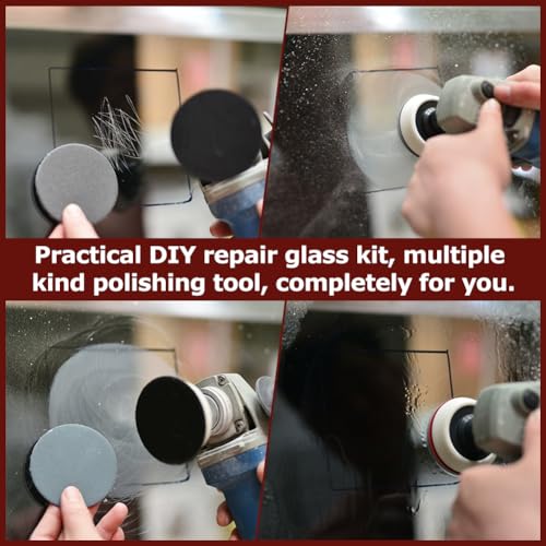 34Pcs/Set Glass Polishing Kit, Deep Scratch Remover, Multifunctional Cerium Oxide Polishing Powder, Glass Repair Kit for Windscreen, Windows, Tables, and Aquariums