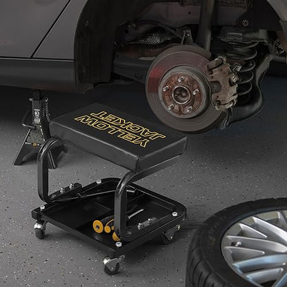 YELLOW JACKET Creeper Garage/Shop Seat, 250 LBS Capacity Rolling Padded Mechanics Stool Removal Seat with Tool Tray - size: Large