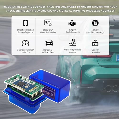 ELM327 OBDII Car Auto Diagnostic Scanner, Professional Mini Bluetooth Scan Tool Engine Fault Code Reader, Wireless Failure Detector Interface Adapter for Most OBD II Vehicles - color: Blue, 1 PCS