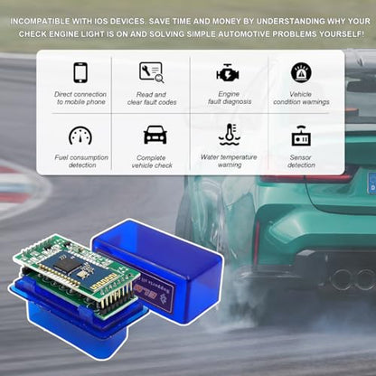 2 PCS ELM327 OBDII Car Auto Diagnostic Scanner, Professional Mini Bluetooth Scan Tool Engine Fault Code Reader, Wireless Failure Detector Interface Adapter for Most OBD II Vehicles - color: Blue, 2 PCS