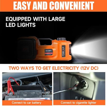 E-HEELP Electric Car Jack Kit 5Ton 12V Hydraulic Car Jack Lift (Lifting Range: 6.1~17.7 inch) with Electric Impact Wrench for SUV MPV Sedan Truck Change Tires Garage Repair