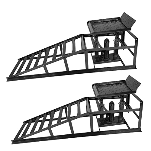 2-Pack Portable Car Lift Hydraulic Car Ramps 3T Low Profile Car Ramp Car Service Ramps Garage Car Lift Hydraulic Jack Ramps, Black