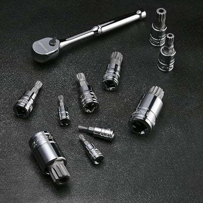 EPAuto 10-Piece XZN Triple Square Spline Bit Socket Set - size: Triple Square- 10 Pieces
