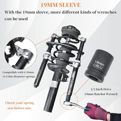 Coil Spring Compressor Tool, Max Load.2700LB | Automotive Heavy Duty Macpherson Strut Spring Compression Set with Extendable Safety Bracket for Car ATVs Trucks