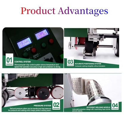 230V 4200W TPO Waterproof Coil Hot Air Welding Machine Roof PVC Edge Sealing Electric Fusion Welding Automatic Crawling Welder Membrane Edge Welding 40mm - size: 230V welder with 120V heat gun set