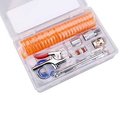 1/4 Inch NPT Air Accessory Kit - 20 Piece, Air Compressor Hose Tool Kit with Coil PU Hose/Blow Gun/Tire Gauge/Storage Case