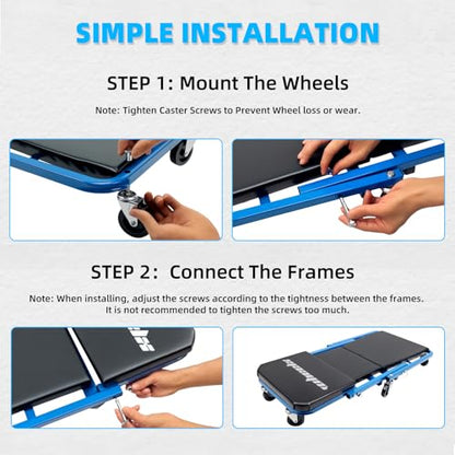Mechanic Creeper 36 inches 3-in-1 Mode Z Seat 340lbs Capacity, Foldable Garage Adjustable Rolling Folding with 6pcs Wheels Roller, Lay Down Sit Lean Back, Under Car Auto Repair, Blue, Man Gift - color: Blue