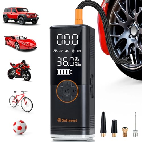 Sehawei Tire Inflator Portable Air Compressor,4X Faster 150PSI & 20000mAh Air Pump for Car Tires,Electric Air Pump with Digital Dual LCD Display for Cars,Motorcycles,Bikes,Balls
