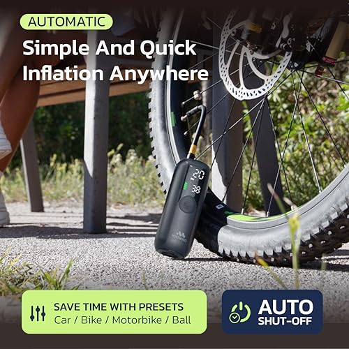 Woowind LP1 Bike Pump Portable Air Compressor, Tire Inflator for Car, 1 Minute Inflation, 150PSI Air Pump for Car Tires, Bikes, Motorcycles, Balls - with Digital Pressure Gauge