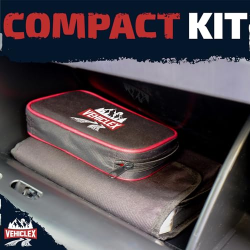 Vehiclex Tire Repair Kit for Plug and Patch with Aluminum Handled Tools - Emergency Kit in Zippered Bag for Car, Motorcycle, ATV, Tractor, Lawn Mower - size: Compact kit