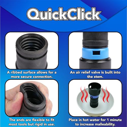 Cen-Tec Systems 94731 Quick Click 30 Ft. Hose for Home and Shop Vacuums with Expanded Multi-Brand Power Tool Adapter Set for Dust Collection - size: 30 Ft. Hose