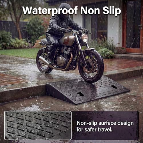 5" Rise Threshold Ramps for Doorways, Curb Ramps for Driveway 2 Pack, 6614lbs Capacity Portable Rubber Wheelchair Ramp, Driveway Ramp for Car, Cart, Hand Truck, Motorcycle, Bikes, Dollies