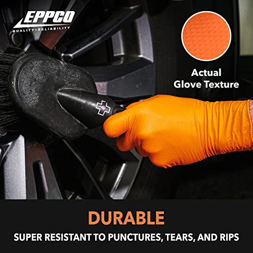 EPPCO TigerGrip 8-Mil Nitrile Glove Disposable Powder, Latex Free Textured Superior Grip Orange Gloves, Medium, Box of 100 - size: Medium (Pack of 100)