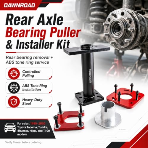 Rear Axle Bearing Puller & Installer with ABS Tone Ring Tool Kit, Heavy Duty Toyota Axle Bearing Tool, Compatible with 1995-2020 Toyota Tacoma, Tundra, 4Runner, Hilux, T100 Pickups