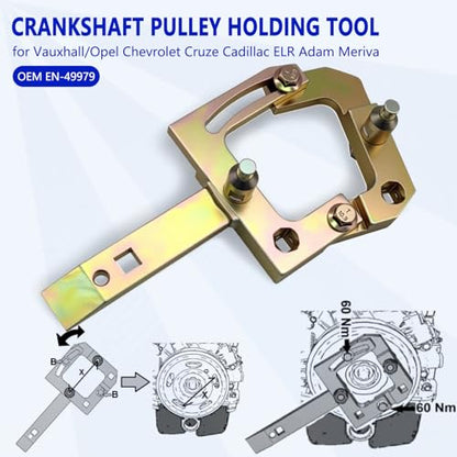 ZKTOOL EN-49979 Crankshaft Pulley Holding Tool for Vauxhall/Opel Chevrolet Cruze Cadillac ELR Adam Meriva - Securely Remove Crankshaft Pulley Bolts
