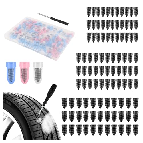 IHOTDER 100PCS Tire Repair Rubber Nail Kit,2026 New 3 Sizes Screw in Tire Plugs Set Includes Screwdriver,Fast Self-Service Tires Plug Kit Heavy Duty Professional for Truck/SUV Puncture - color: 3 Size/100PCS