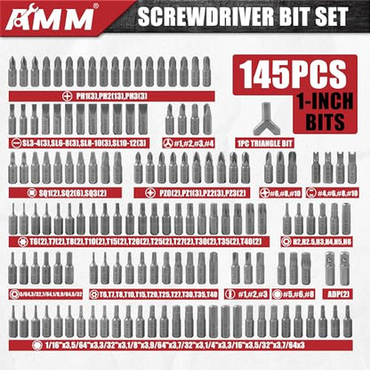 AMM 232-Piece Ultimate Screwdriver Bit Set, Cr-V Steel Impact Driver Bits, Includes Security, Drill, Nut Driver, Ratchet Wrench & Holder